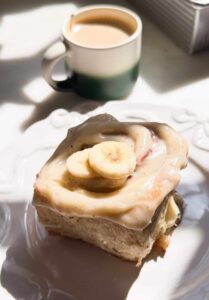 Banana Bread Cinnamon Rolls with Cream Cheese Frosting