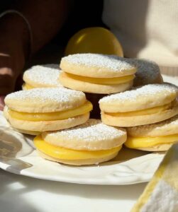 Lemon Alfajores with Lemon Curd (Soft, Buttery Cookies)