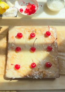 Piña Colada Brownies with White Chocolate Pineapple Glaze