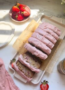 Strawberry Banana Bread with Strawberry Cream Cheese Frosting